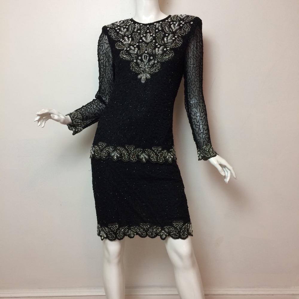 Laurence Kazar Beaded Cocktail 🍸 Holiday Dress XS